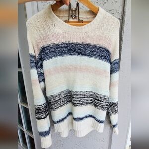 Joie Striped Knit Sweater - Cream, Blue, Pink Xs
